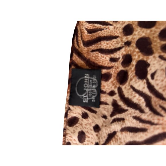 St. John Animal Print & Paisley Silk Scarf 57"x14" Luxury Womens Accessories - Picture 4 of 5